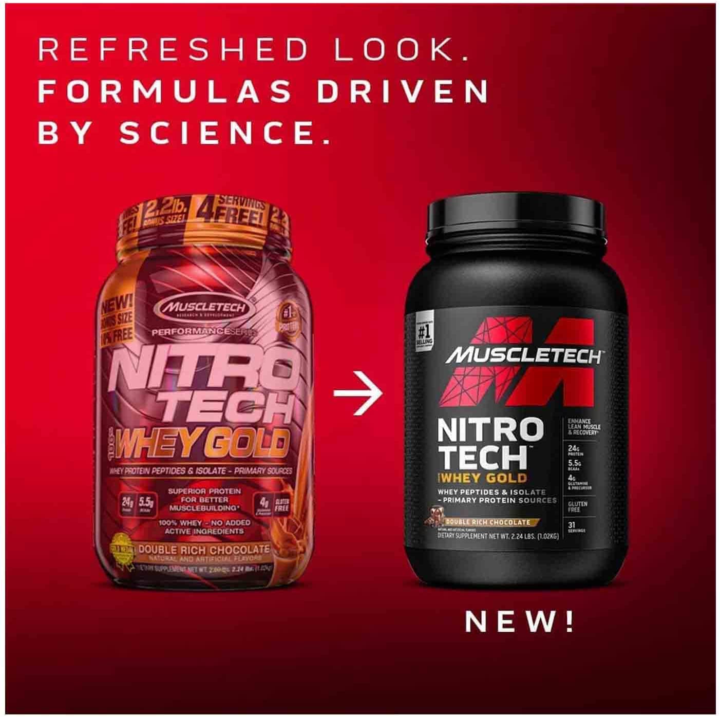 Muscletech Nitrotech 100% Whey Gold, Double Rich Chocolate, 2 Lbs 2