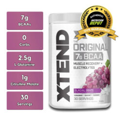 XTEND BCAA, GLACIAL GRAPE, 30 SERVING nutritional information
