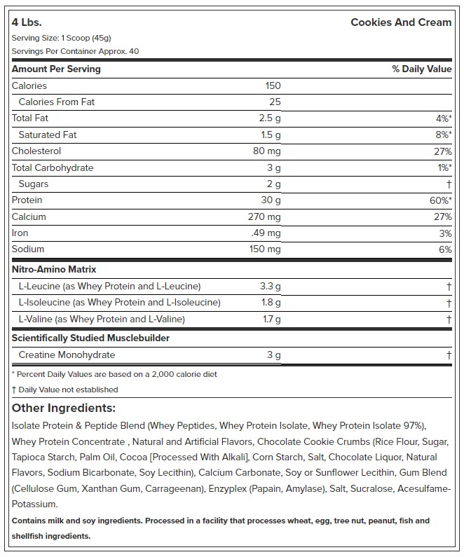 Muscletech Nitrotech Protein, Vanilla Cream, 4 Lbs 13