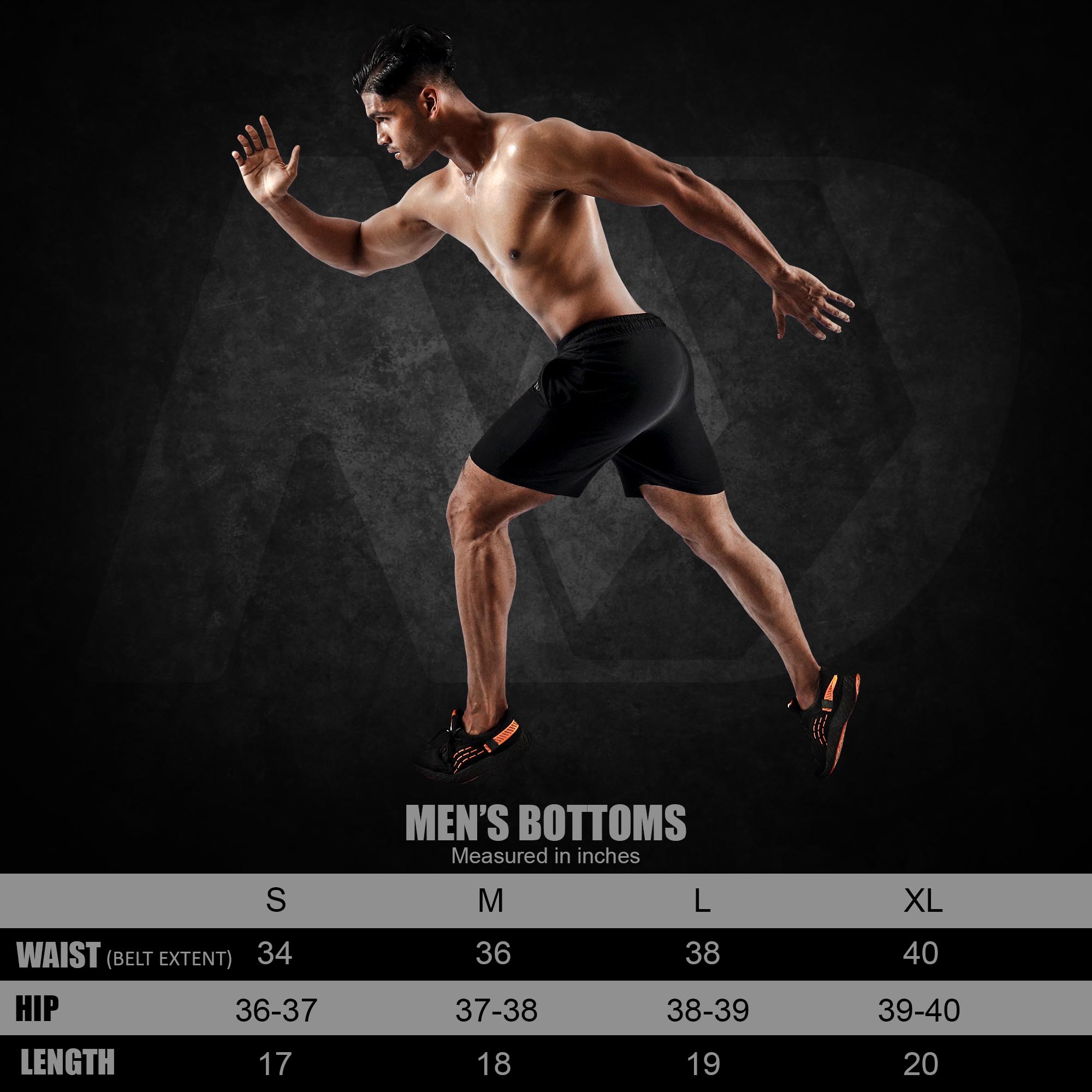 SIZE CHART ESSENTIAL SHORTS