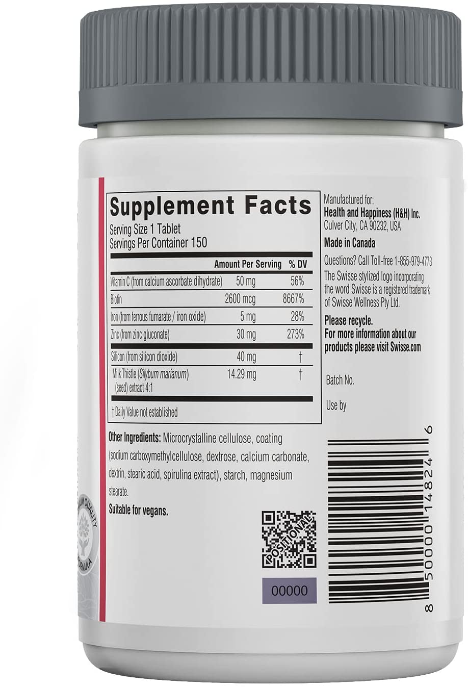 Swisse Beauty Hair Skin Nails+, 60 Tablets 17