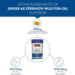 Swisse Ultiboost Odourless 4x Strength Wild Fish Oil Concentrate, 60 Capsules 9