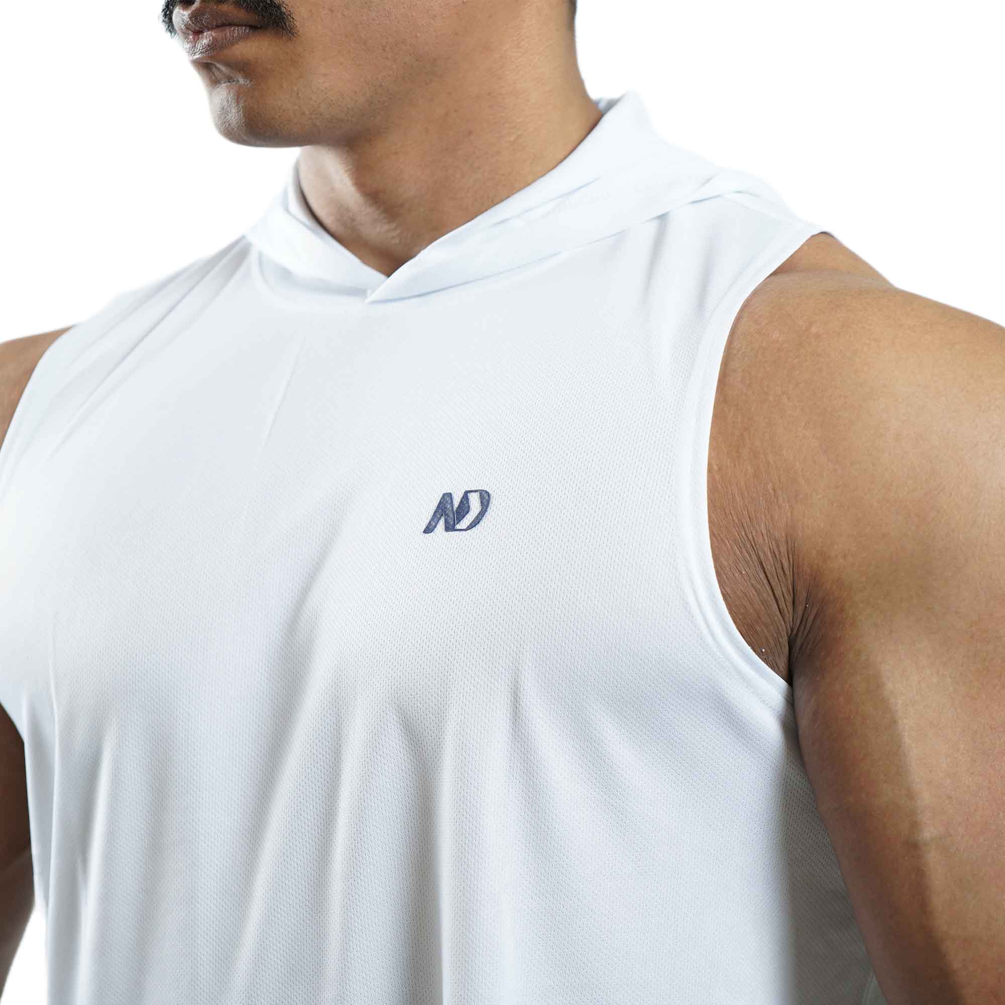 ND Training Tank Hoodie - White Navy 3