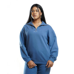 Essential Q-Zip Sweatshirt- Indigo 10