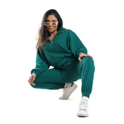 Essential Q-Zip Crop Sweatshirt- Evergreen 8