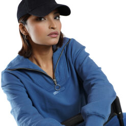 Essential Q-Zip Crop Sweatshirt- Indigo 9