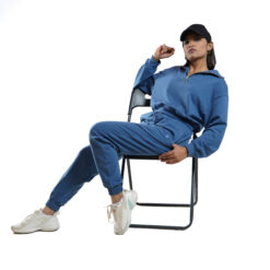 Essential Q-Zip Crop Sweatshirt- Indigo 8