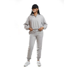 Essential Q-Zip Crop Sweatshirt- SAND 9