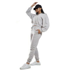 Essential Q-Zip Crop Sweatshirt- SAND 7