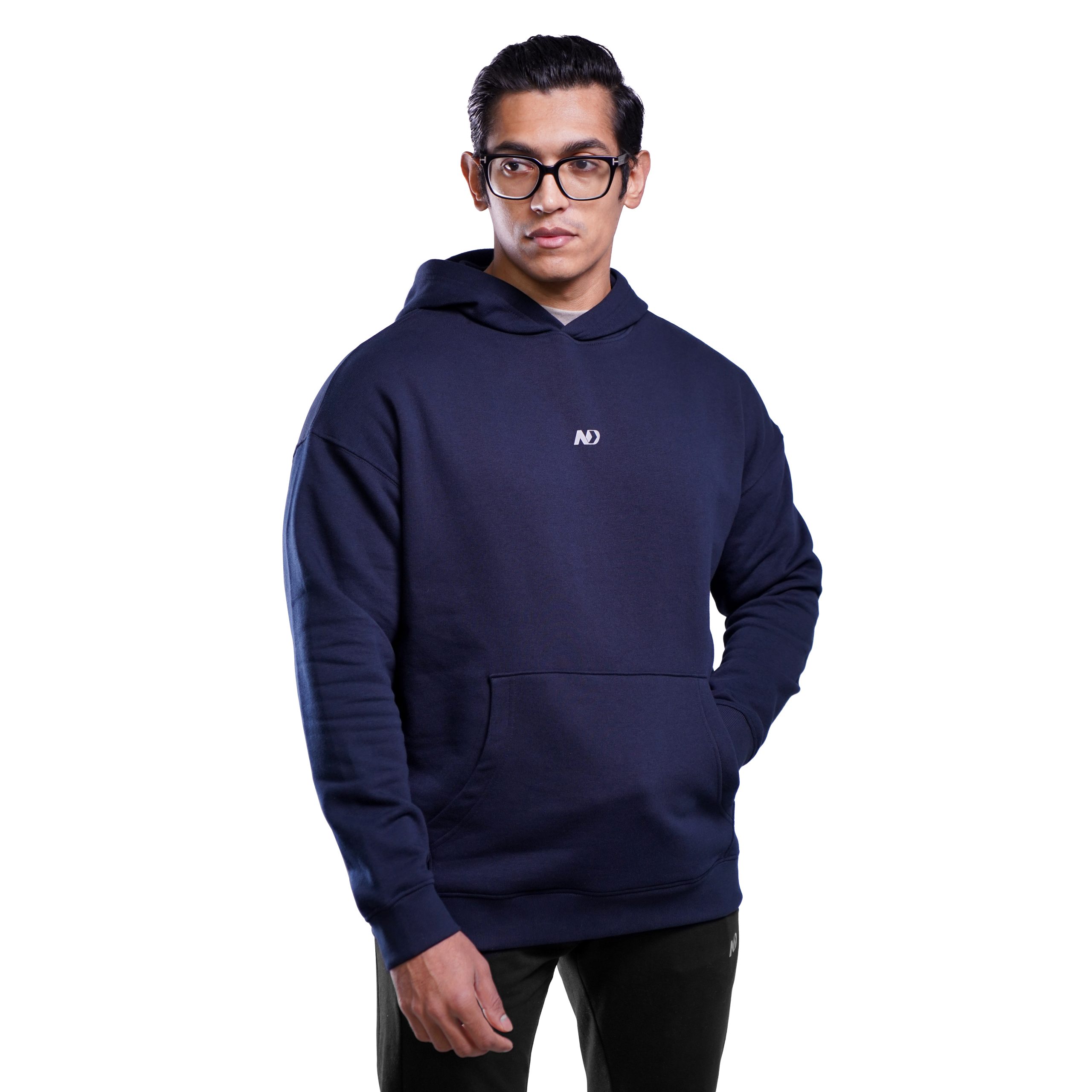 ND Essential Drop Shoulder Hoodie - Navy 2